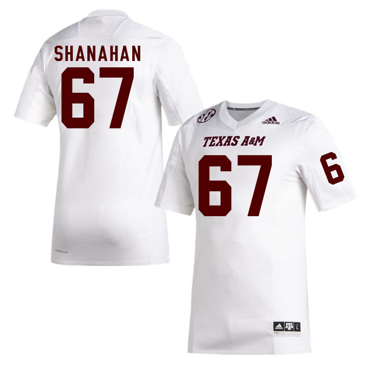Men #67 TJ Shanahan Texas A&M Aggies College Football Jerseys Stitched Sale-White - Click Image to Close